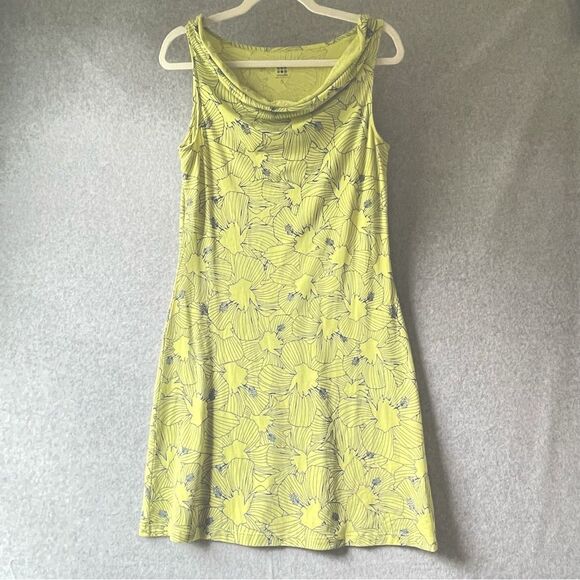 Title Nine Sleeveless Aline Cotton Beach Dress Small Yellow Blue Floral S #OO - Picture 1 of 12